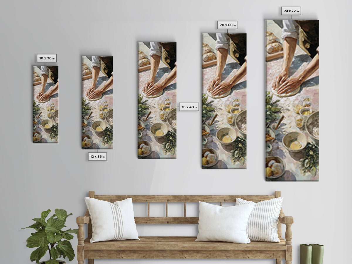 Baker Hands Shaping Dough Framed Canvas Print, Bakery Art, Textured Painting, Bakery Decor, Fine Art, Patisserie, Printable Art, BAK-1x3-29