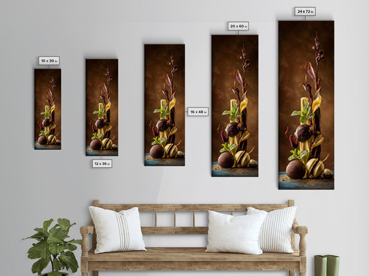 Chocolate Truffle Still Life Framed Canvas Print, Bakery Art, Food Art, Bakery Decor, Watercolor Art, Patisserie, Kids Art, BAK-1x3-31