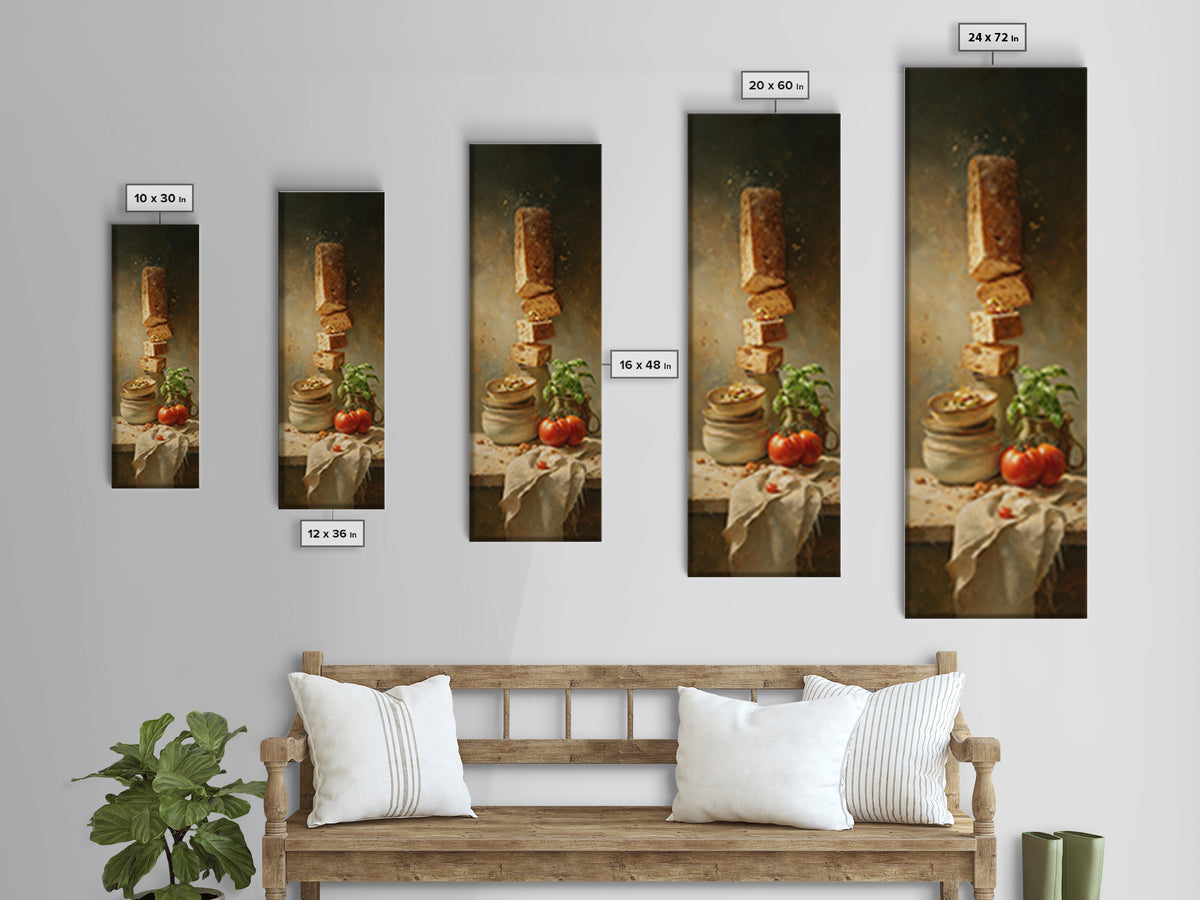 Rustic Loaf of Bread Canvas Print, Bakery Art, Kitchen Wall Decor, Bakery Decor, Fine Art, Patisserie, Whimsical Wall Art, BAK-1x3-40