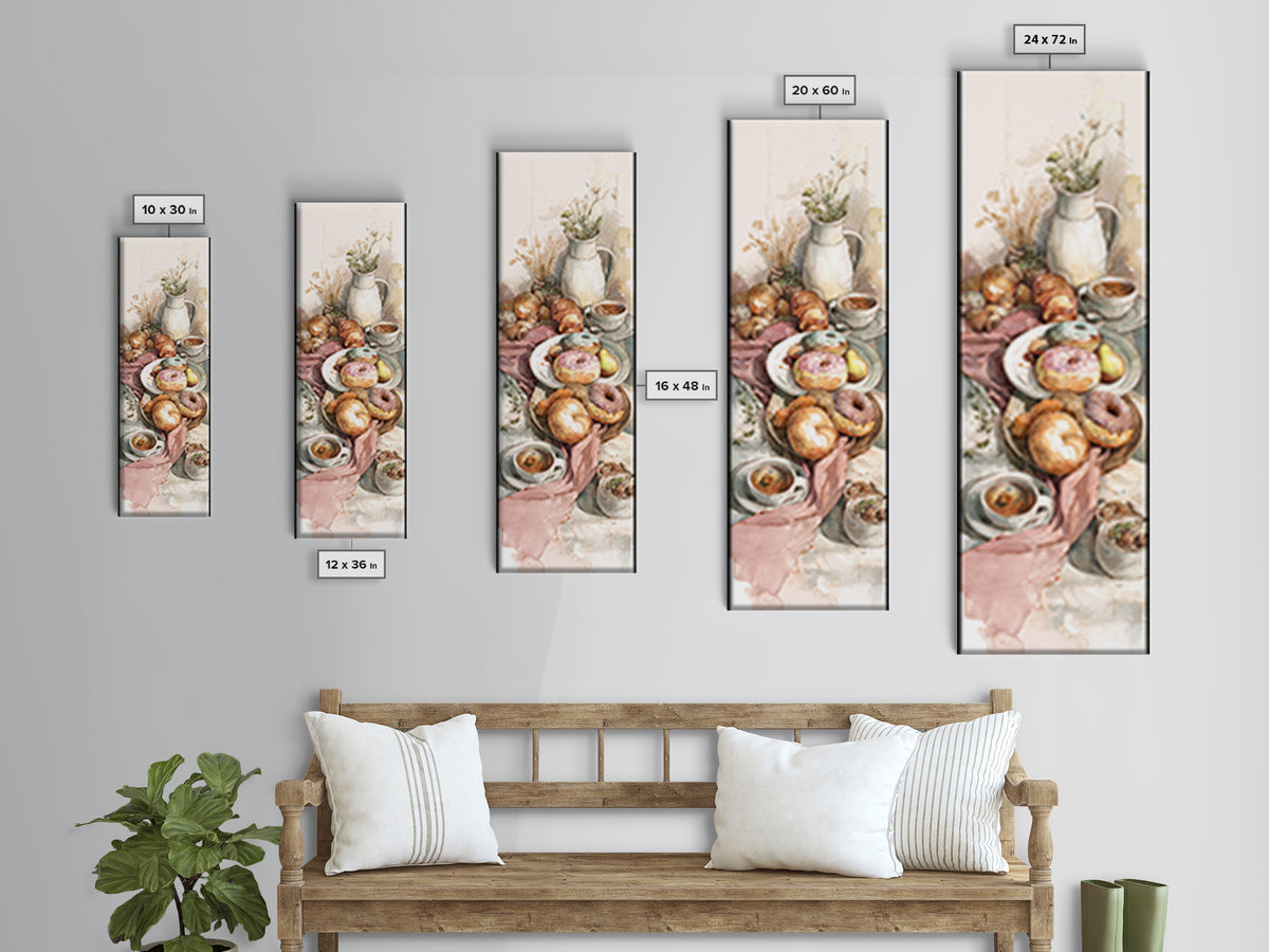Whimsical Donut Assortment Framed Canvas Print, Bakery Art, Wall Art, Bakery Decor, Oil Painting, Patisserie, BAK-1x3-45