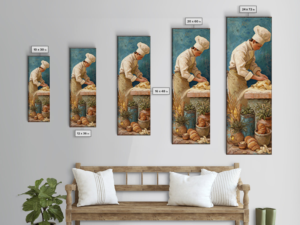 Baker Hands Shaping Dough Framed Canvas Print, Bakery Art, Textured Painting, Bakery Decor, Fine Art, Patisserie, Printable Art, BAK-1x3-53