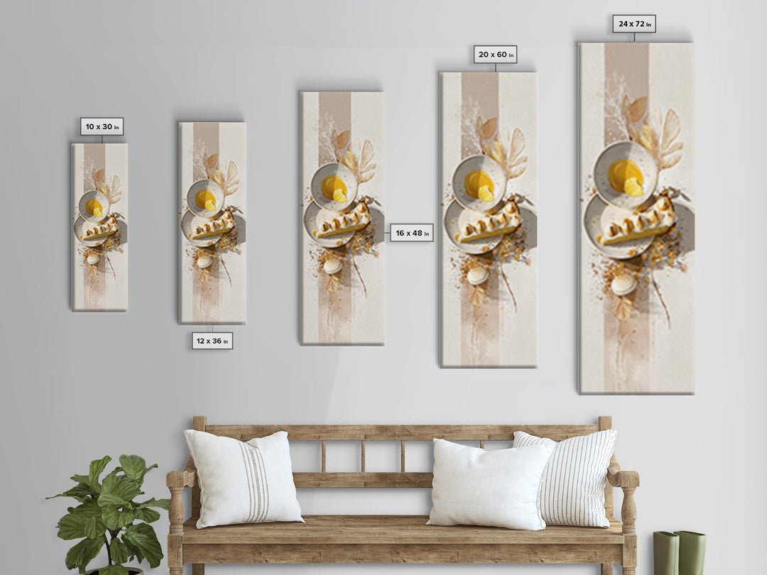 Lemon Meringue Pie Slice Framed Canvas Print, Bakery Art, Modern Decor, Bakery Decor, Fine Art, Patisserie, Wall Decor, BAK-1x3-70