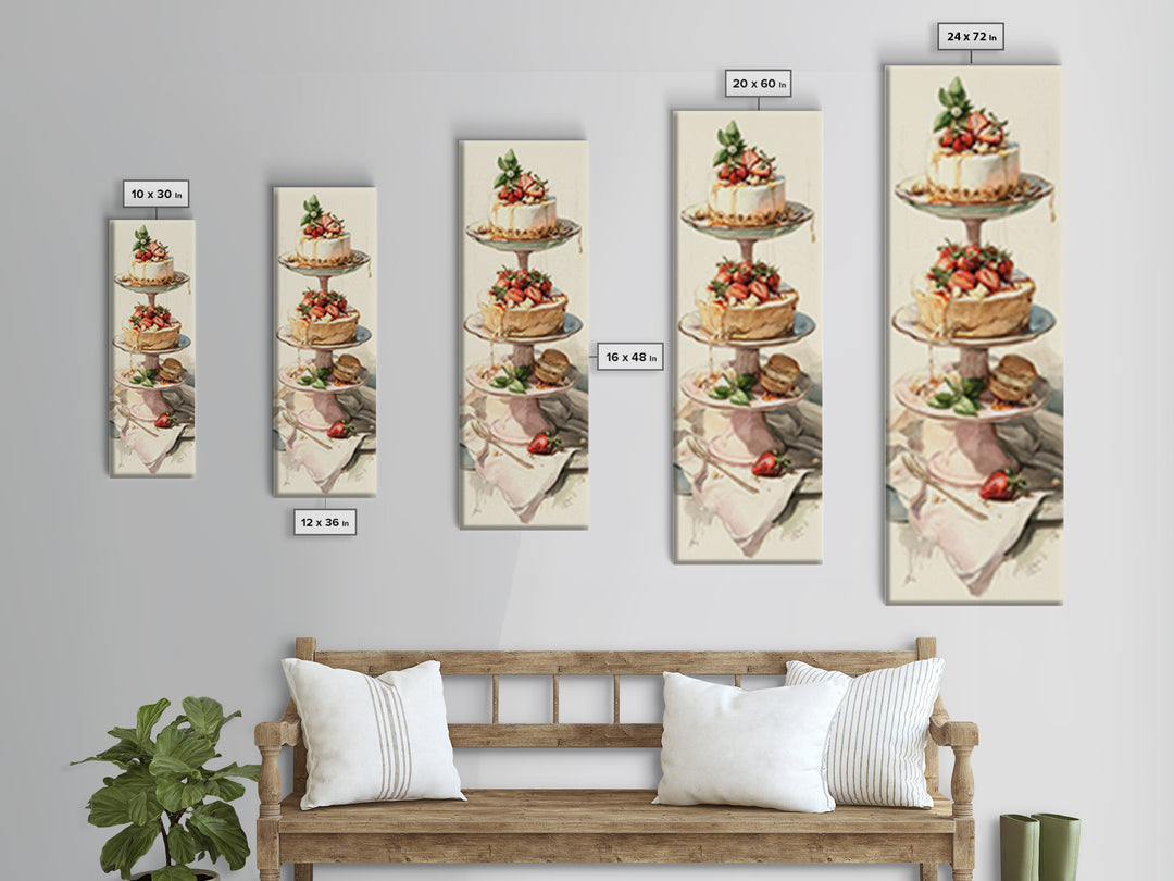 Pastel Cake Stand Canvas Print, Bakery Art, Kitchen Wall Decor, Bakery Decor, Fine Art, Patisserie, Whimsical Wall Art, BAK-1x3-73