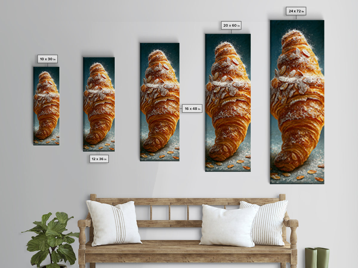 Almond Croissant Closeup Framed Canvas Print, Bakery Art, Neutral Decor, Bakery Decor, Fine Art, Patisserie, Home Decor, BAK-1x3-75