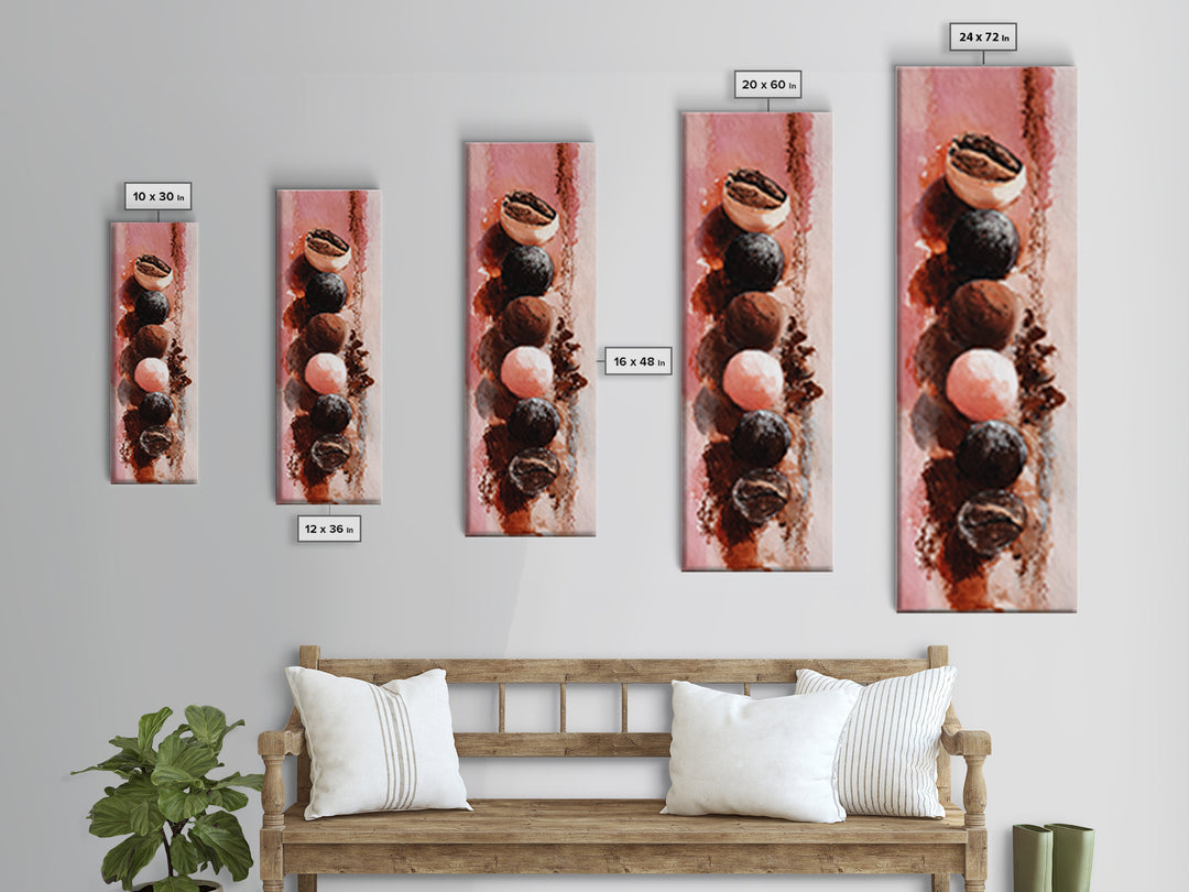 Chocolate Truffle Still Life Framed Canvas Print, Bakery Art, Fine Art, Bakery Decor, Patisserie, Textured Painting, BAK-1x3-79