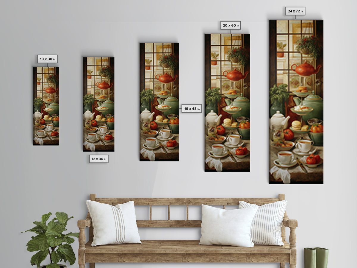 Tea and Scone Arrangement Framed Canvas Print, Bakery Art, Neutral Wall Art, Bakery Decor, Patisserie, Statement Artwork, BAK-1x3-80