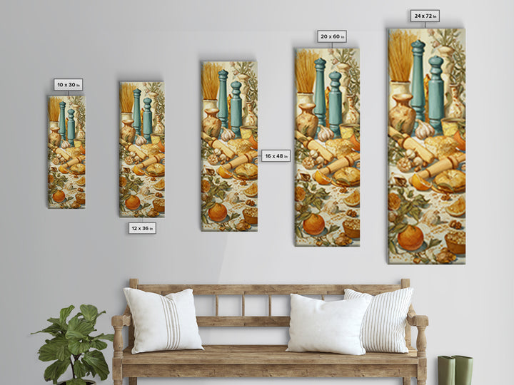 Patisserie Pattern of Rolling Pins and Pastries Canvas Print, Bakery Art, Kitchen Art Print, Bakery Decor, Fine Art, Patisserie, BAK-1x3-81