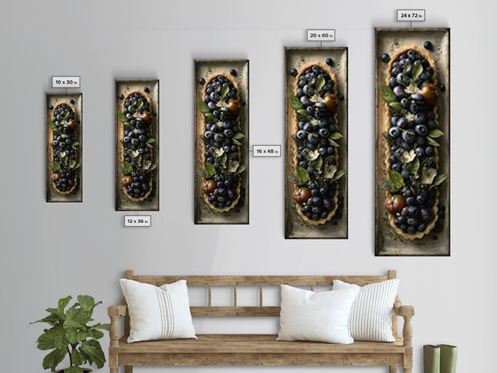 Blueberry Galette with Rustic Farmhouse Texture Framed Canvas Print, Bakery Art, Kids Art, Bakery Decor, Fine Art, Patisserie, BAK-1x3-83