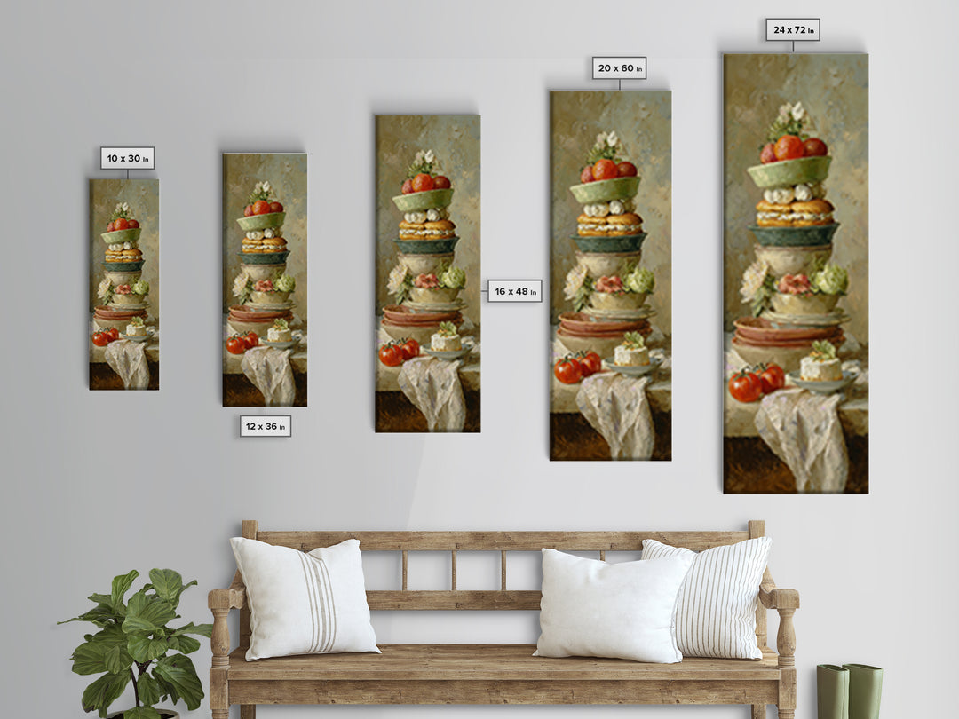 Painterly Eclair and Coffee Still Life Framed Canvas Print, Bakery Art, French Wall Art, Bakery Decor, Abstract Art, Patisserie, BAK-1x3-96