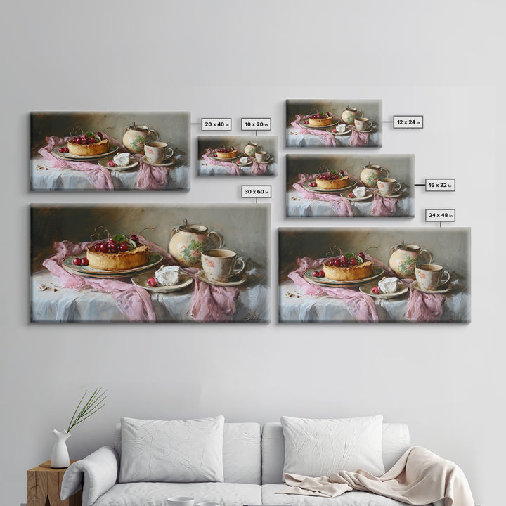 Cherry Tart Still Life Framed Canvas Print, Bakery Art, Digital Print, Bakery Decor, Fine Art, Patisserie, Kitchen Art Print, BAK-2x1-1