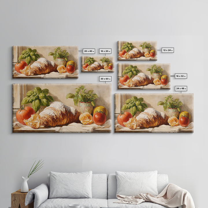 Almond Croissant Closeup Framed Canvas Print, Bakery Art, Kitchen Art Print, Bakery Decor, Fine Art, Patisserie, Modern Decor, BAK-2x1-11