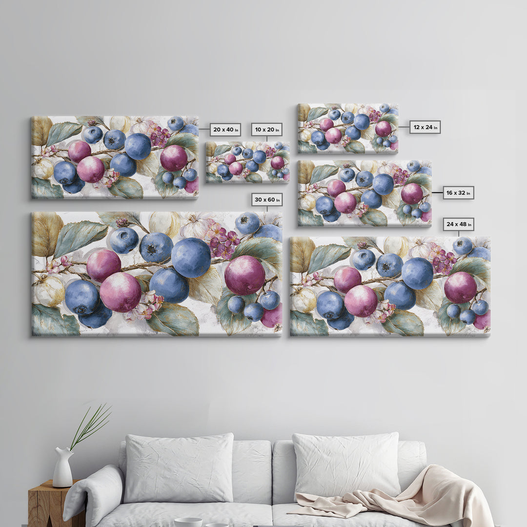 Blueberry Galette with Rustic Farmhouse Texture Framed Canvas Print, Bakery Art, Kids Art, Bakery Decor, Fine Art, Patisserie, BAK-2x1-19