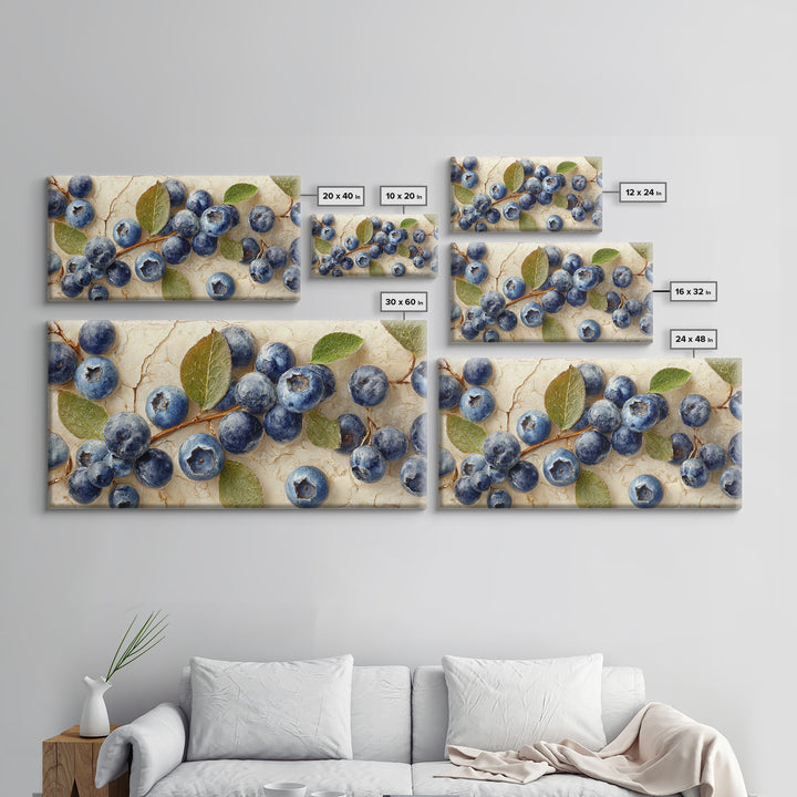 Blueberry Galette with Rustic Farmhouse Texture Framed Canvas Print, Bakery Art, Digital Print, Bakery Decor, Patisserie, BAK-2x1-43