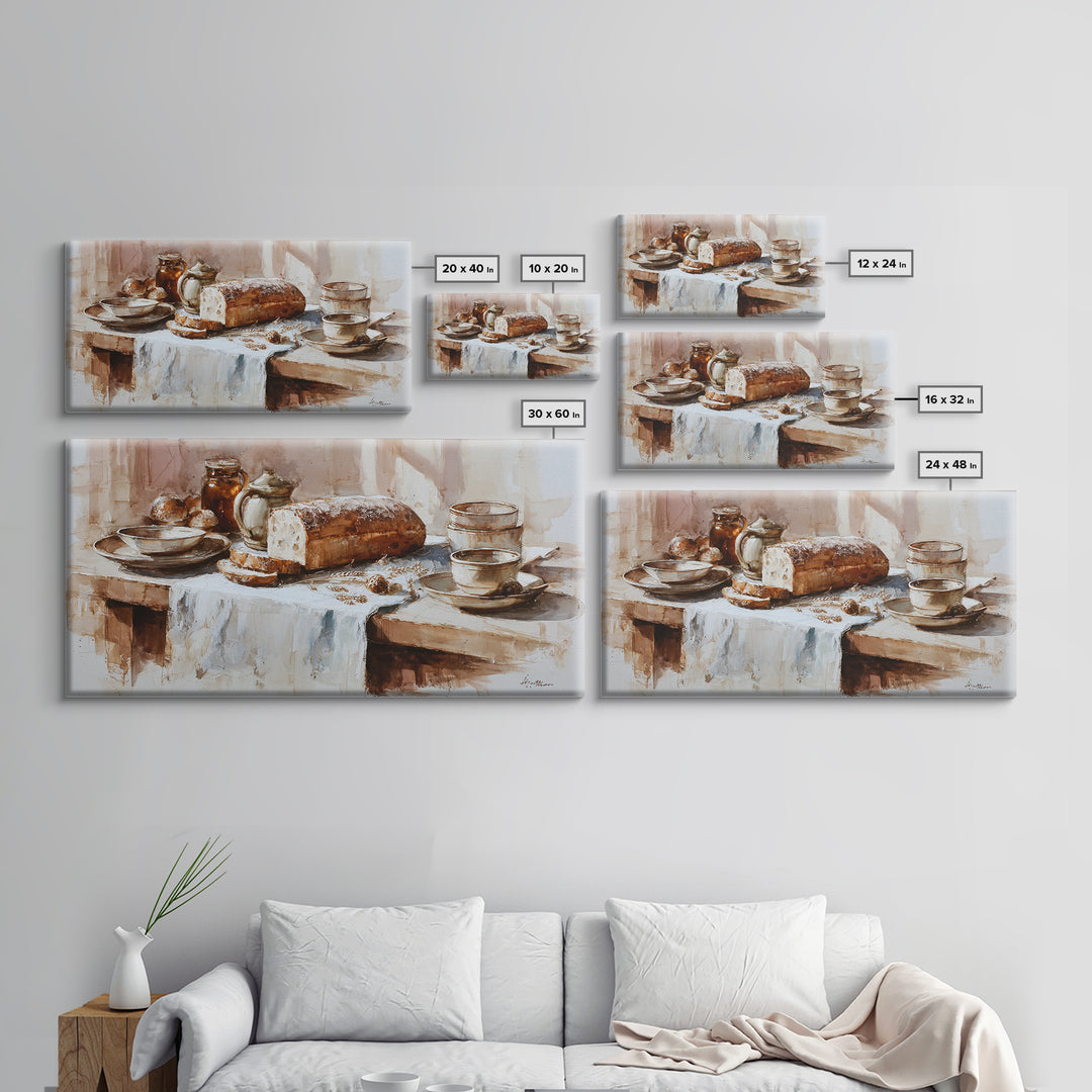 Rustic Loaf of Bread Canvas Print, Bakery Art, Art Print, Bakery Decor, Fine Art, Patisserie, Kitchen Print, Coffee Wall Art, BAK-2x1-48