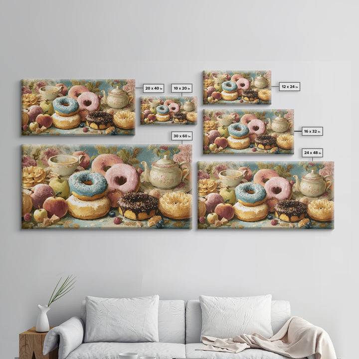 Whimsical Donut Assortment Canvas Print, Bakery Art, Kitchen Prints, Bakery Decor, Oil Painting, Patisserie, Fine Art, BAK-2x1-53