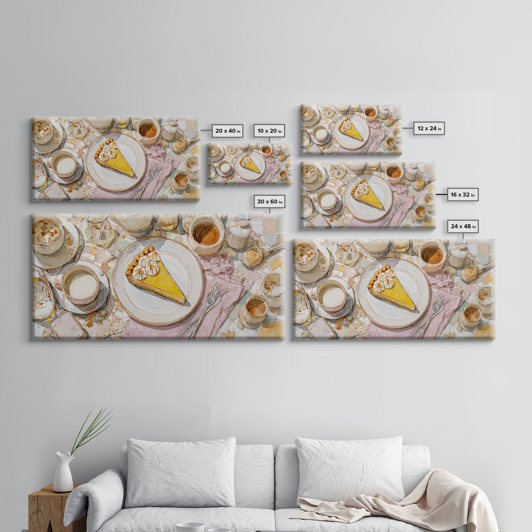 Lemon Meringue Pie Slice Canvas Print, Bakery Art, Art Print, Bakery Decor, Patisserie, Kitchen Print, Coffee Wall Art, BAK-2x1-54