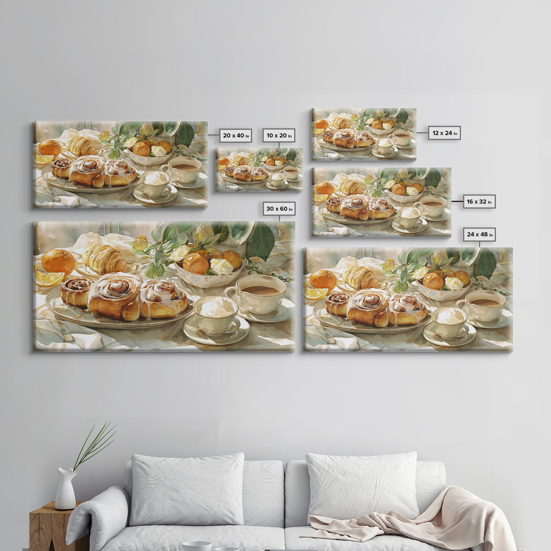 Cinnamon Rolls in a Warm Country Kitchen Framed Canvas Print, Bakery Art, Printable Wall Art, Bakery Decor, Patisserie, BAK-2x1-7