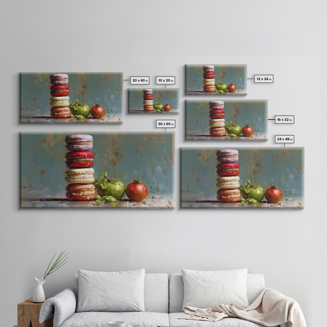 Single Perfect Macaron Tower Canvas Print, Bakery Art, French Wall Art, Bakery Decor, Abstract Art, Patisserie, Room Decor, BAK-2x1-71