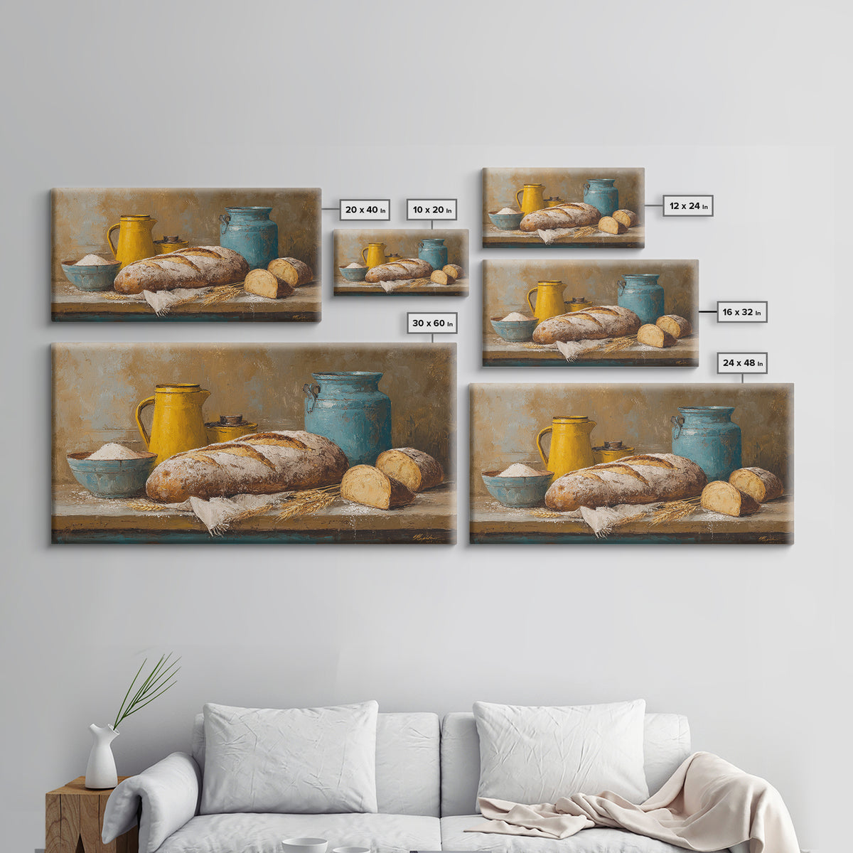 Rustic Loaf of Bread Framed Canvas Print, Bakery Art, Kitchen Art, Bakery Decor, Fine Art, Patisserie, Neutral Wall Art, BAK-2x1-72
