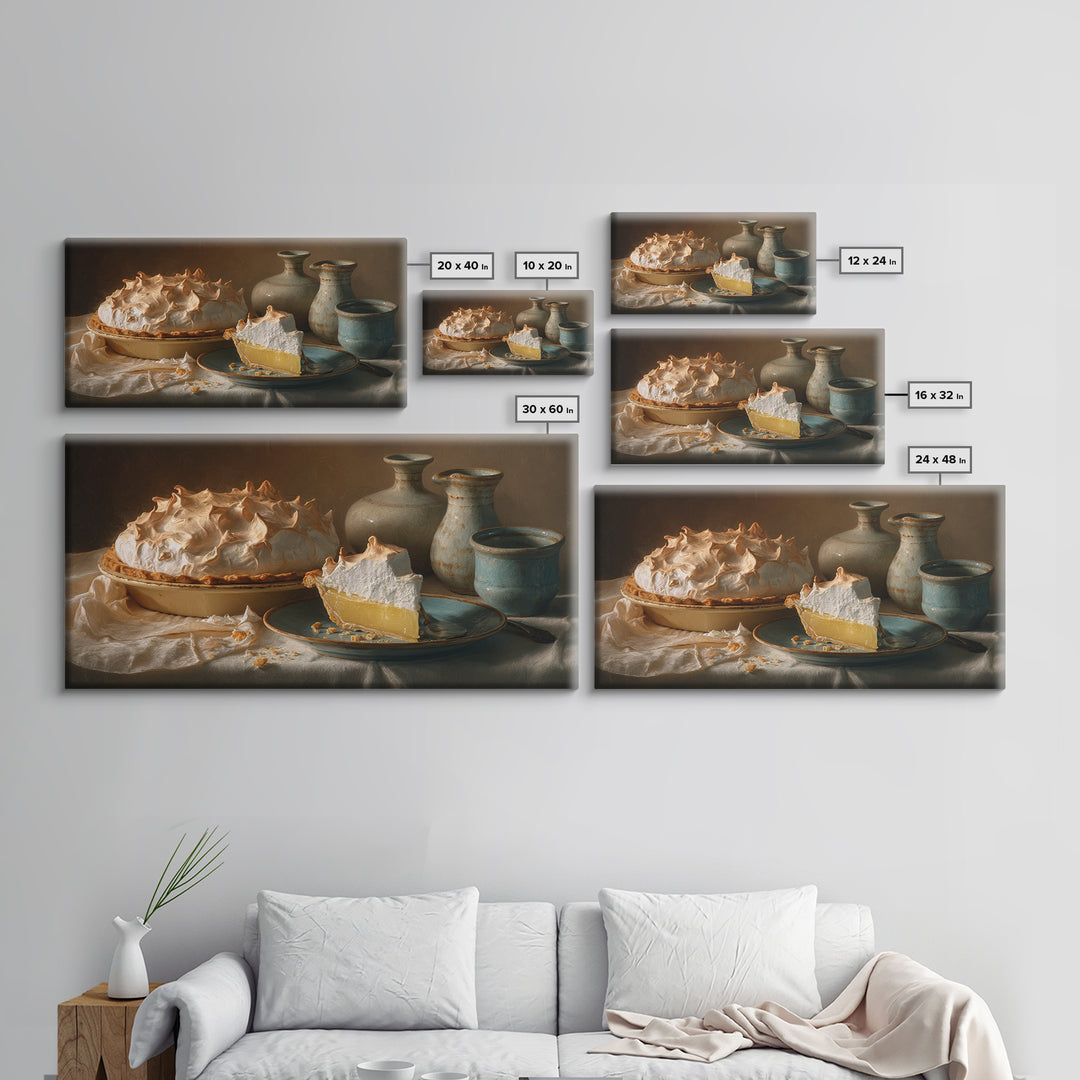 Lemon Meringue Pie Slice Canvas Print, Bakery Art, Art Print, Bakery Decor, Patisserie, Kitchen Print, Coffee Wall Art, BAK-2x1-78