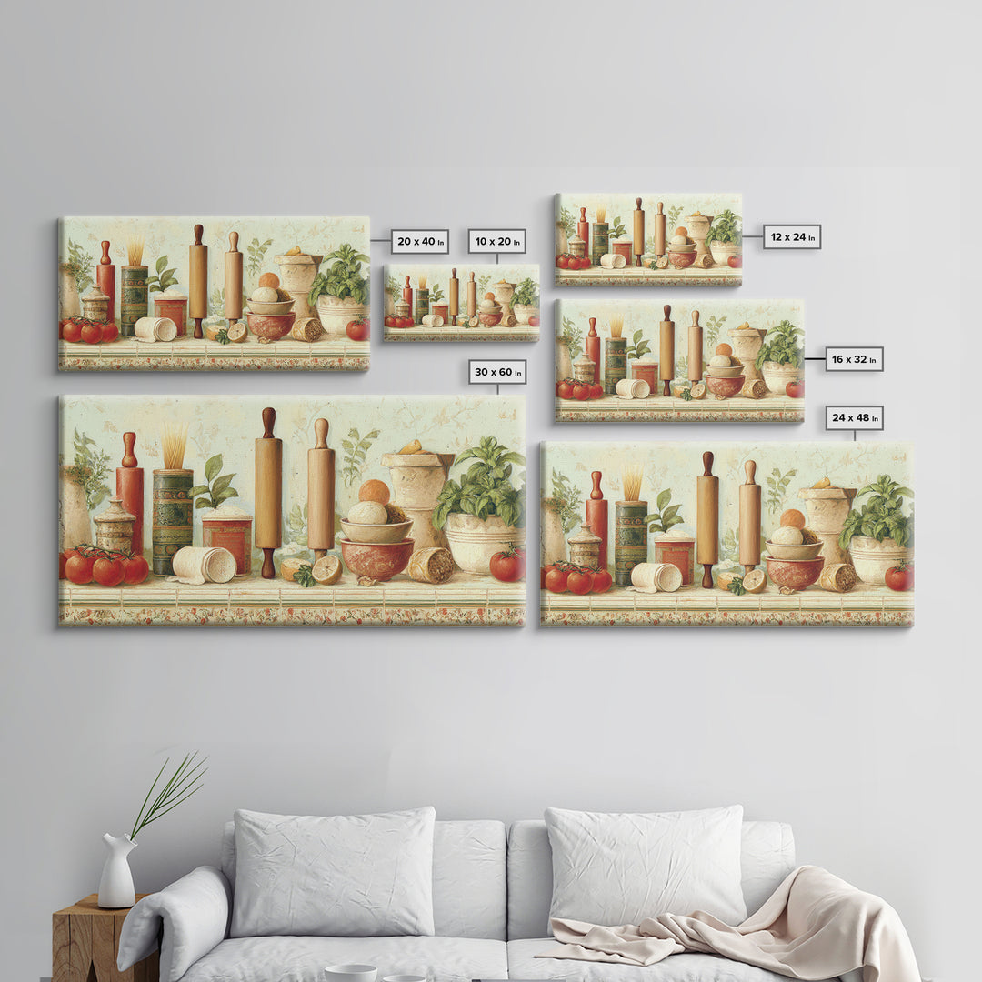 Patisserie Pattern of Rolling Pins and Pastries Canvas Print, Bakery Art, Coffee Wall Art, Bakery Decor, Fine Art, Patisserie, BAK-2x1-89