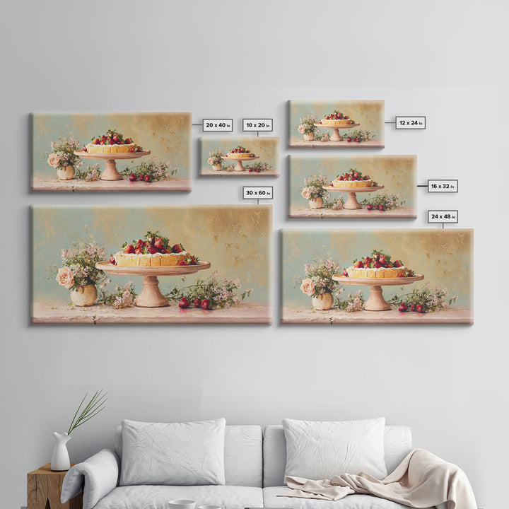 Pastel Cake Stand Framed Canvas Print, Bakery Art, Art Print, Bakery Decor, Patisserie, Kitchen Print, Coffee Wall Art, BAK-2x1-9