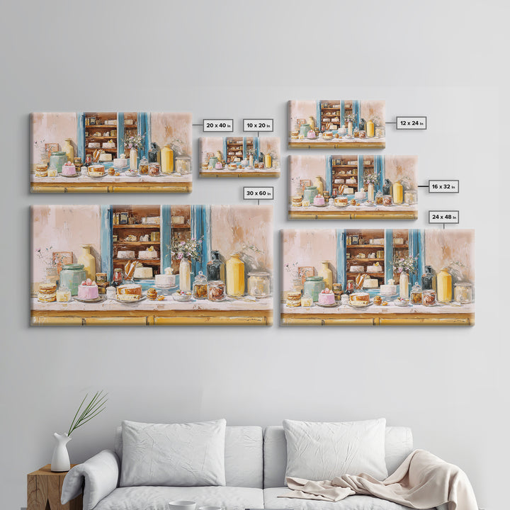 French Patisserie Window Display of Pastel Pastries Canvas Print, Bakery Art, Digital Print, Bakery Decor, Fine Art, Patisserie, BAK-2x1-94