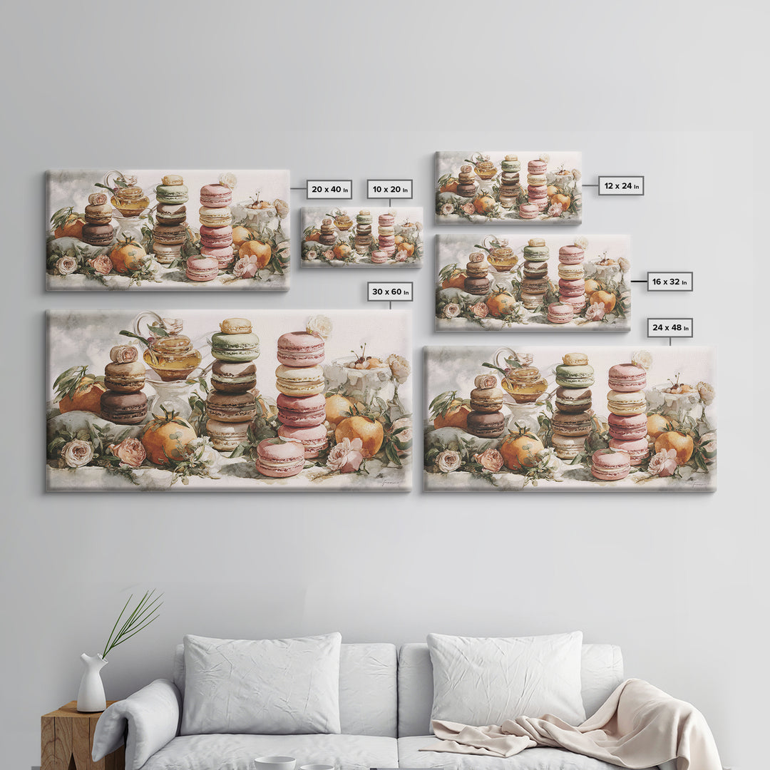 Single Perfect Macaron Tower Framed Canvas Print, Bakery Art, Neutral Decor, Bakery Decor, Fine Art, Patisserie, Home Decor, BAK-2x1-95