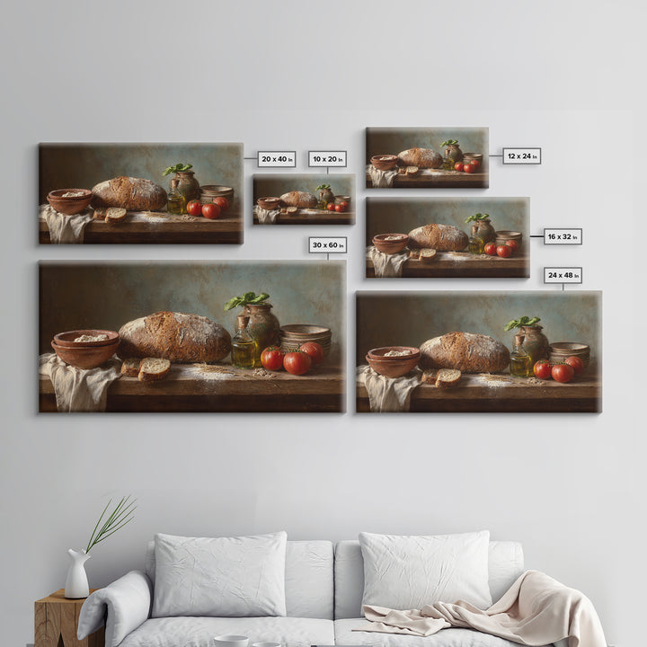 Rustic Loaf of Bread Framed Canvas Print, Bakery Art, Watercolor Print, Bakery Decor, Oil Painting, Patisserie, Fine Art Print, BAK-2x1-96