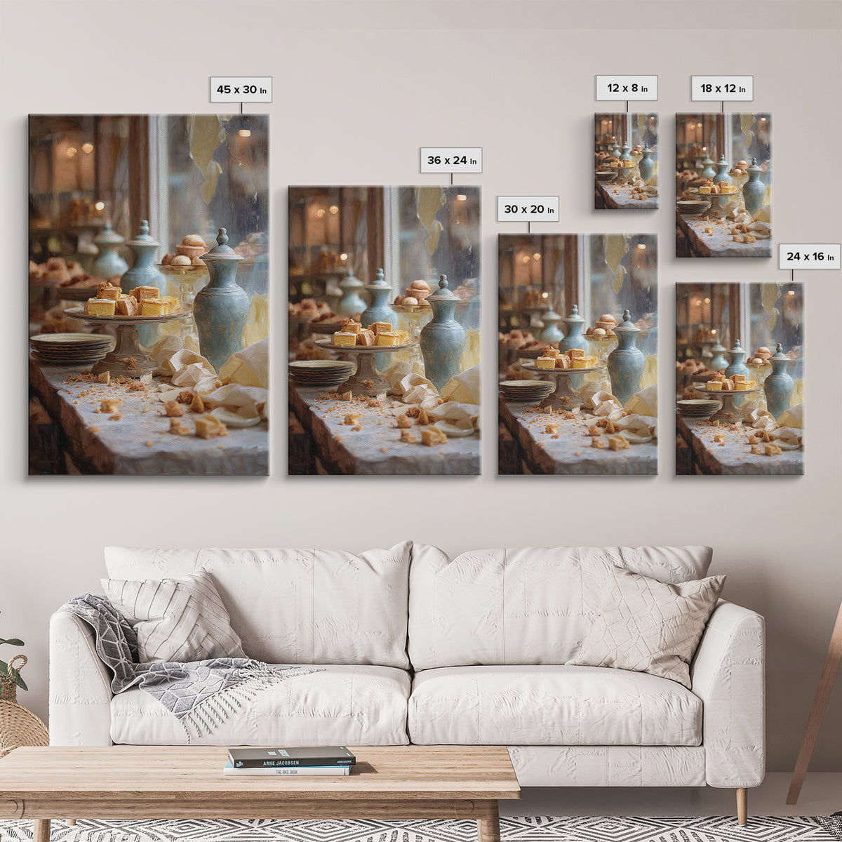 French Patisserie Window Display of Pastel Pastries Canvas Print, Bakery Art, Contemporary Art, Bakery Decor, Patisserie, BAK-2x3-10