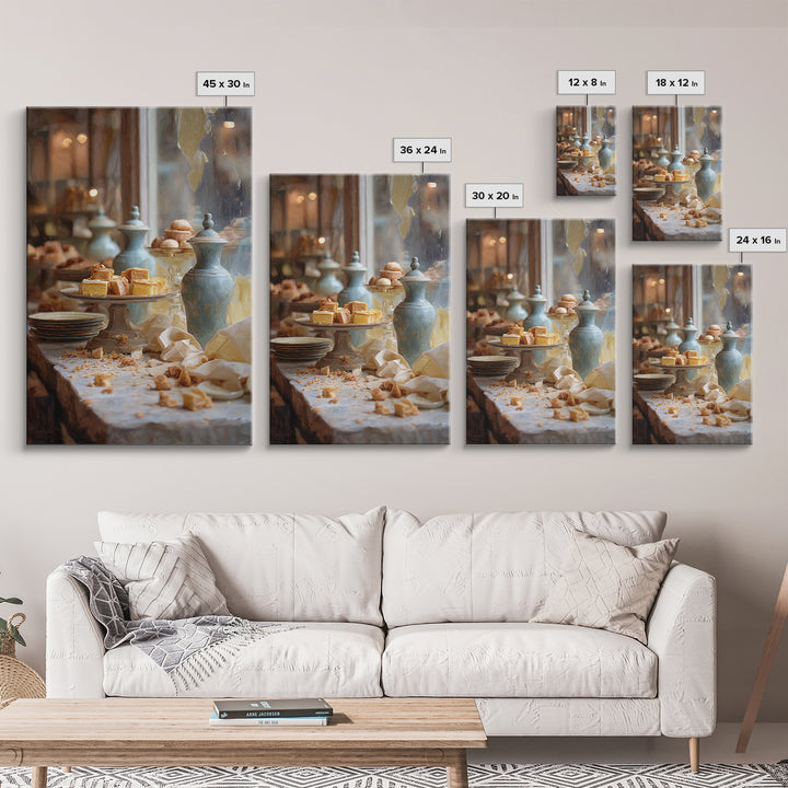 French Patisserie Window Display of Pastel Pastries Canvas Print, Bakery Art, Contemporary Art, Bakery Decor, Patisserie, BAK-2x3-10