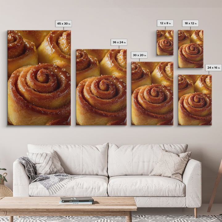 Cinnamon Rolls in a Warm Country Kitchen Framed Canvas Print, Bakery Art, Contemporary Art, Bakery Decor, Fine Art, Patisserie, BAK-2x3-19