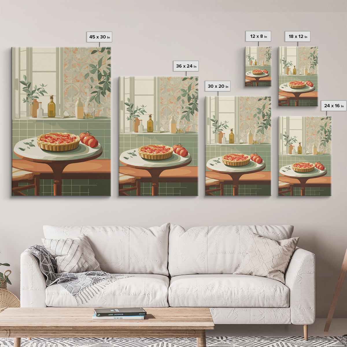 Retro Diner Pie Illustration Framed Canvas Print, Bakery Art, Modern Decor, Bakery Decor, Fine Art, Patisserie, Wall Decor, BAK-2x3-24