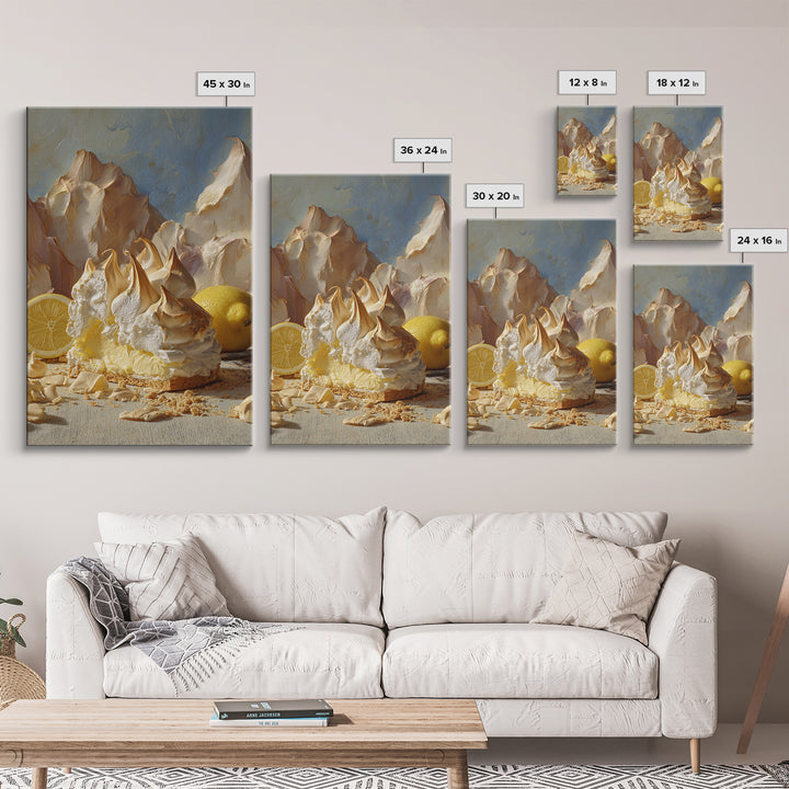 Lemon Meringue Pie Slice Canvas Print, Bakery Art, Kitchen Wall Art, Bakery Decor, Oil Painting, Patisserie, BAK-2x3-66
