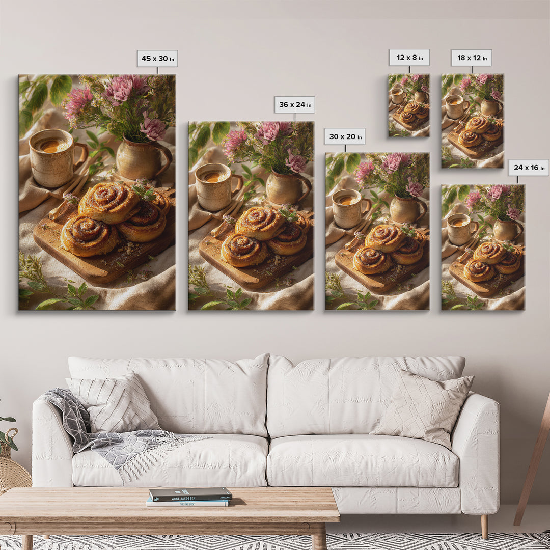 Cinnamon Rolls in a Warm Country Kitchen Canvas Print, Bakery Art, Kitchen Print, Bakery Decor, Fine Art, Patisserie, BAK-2x3-67