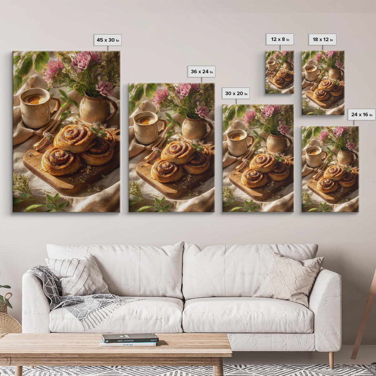 Cinnamon Rolls in a Warm Country Kitchen Canvas Print, Bakery Art, Kitchen Print, Bakery Decor, Fine Art, Patisserie, BAK-2x3-67