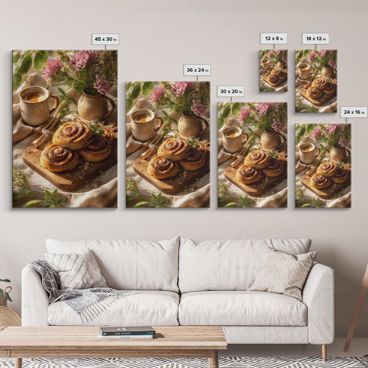 Cinnamon Rolls in a Warm Country Kitchen Canvas Print, Bakery Art, Kitchen Print, Bakery Decor, Fine Art, Patisserie, BAK-2x3-67
