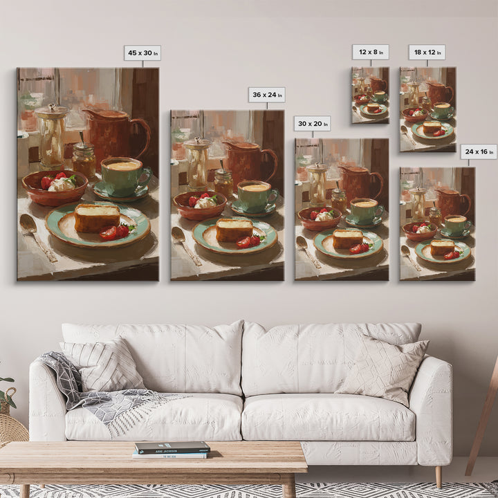 Painterly Eclair and Coffee Still Life Framed Canvas Print, Bakery Art, Coffee Wall Art, Bakery Decor, Fine Art, Patisserie, BAK-2x3-68