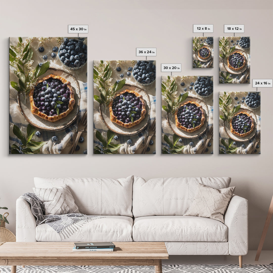 Blueberry Galette with Rustic Farmhouse Texture Canvas Print, Bakery Art, Fine Art Print, Bakery Decor, Fine Art, Patisserie, BAK-2x3-7
