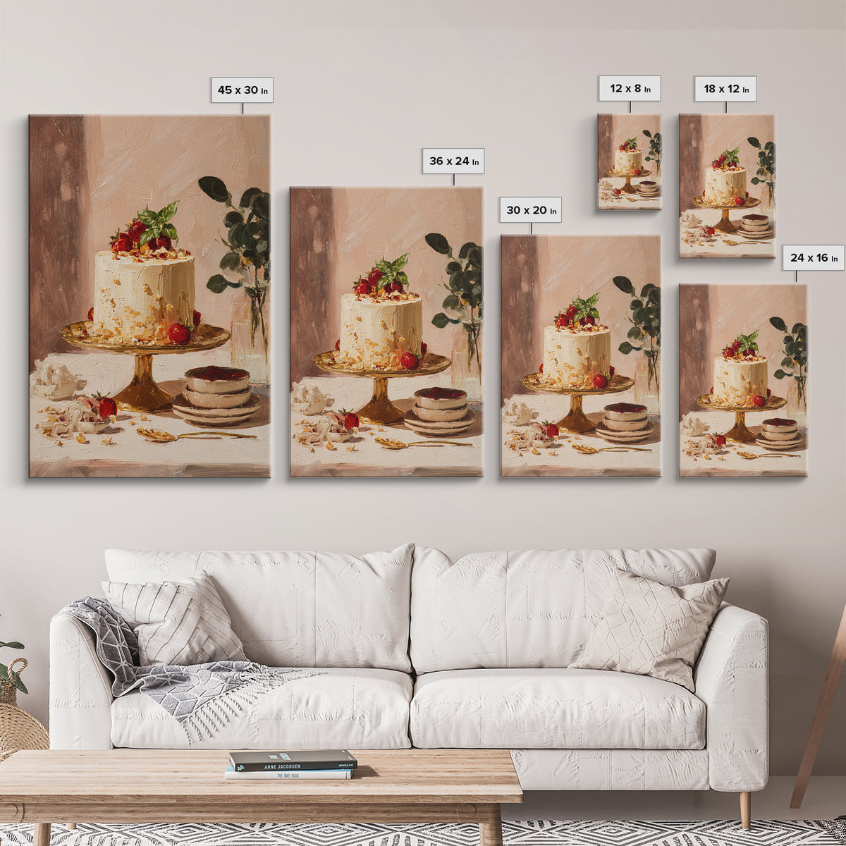 Parisian Dessert Poster Framed Canvas Print, Bakery Art, Bakery, Bakery Decor, Fine Art, Patisserie, Minimalist Decor, BAK-2x3-8