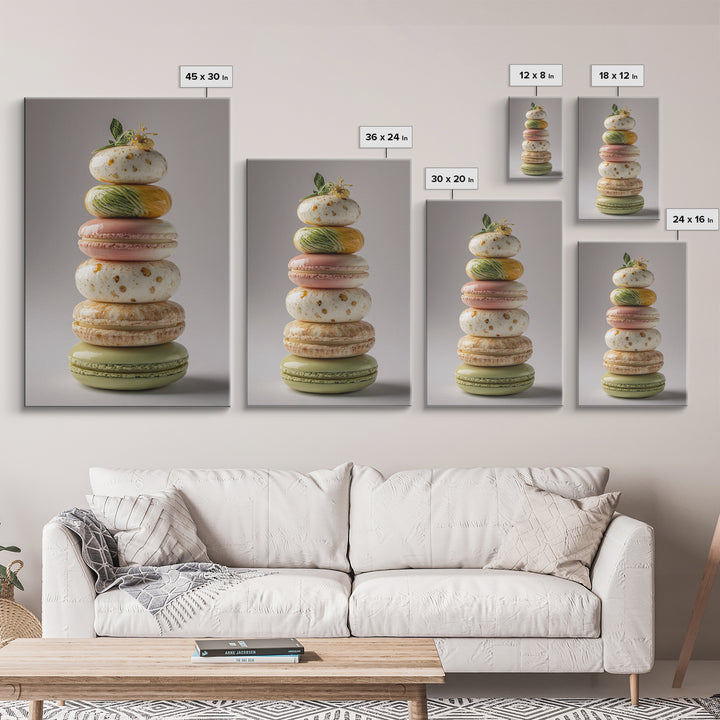 Single Perfect Macaron Tower Framed Canvas Print, Bakery Art, French Wall Art, Bakery Decor, Abstract Art, Patisserie, BAK-2x3-83