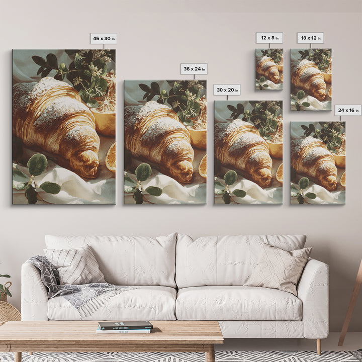 Almond Croissant Closeup Canvas Print, Bakery Art, Bakery, Bakery Decor, Oil Painting, Patisserie, Minimalist Decor, BAK-2x3-95