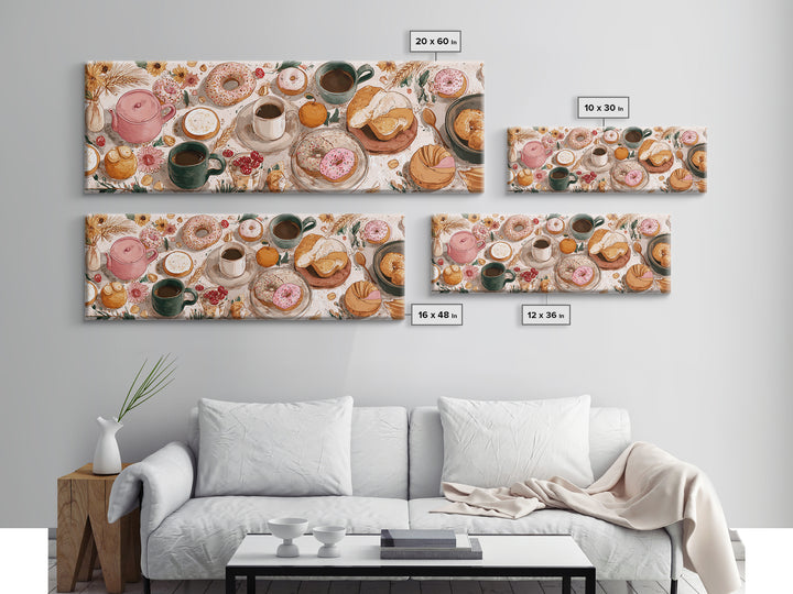 Whimsical Donut Assortment Framed Canvas Print, Bakery Art, Kitchen Art Print, Bakery Decor, Fine Art, Patisserie, Modern Decor, BAK-3x1-1