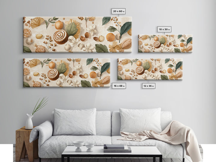 Cinnamon Rolls in a Warm Country Kitchen Framed Canvas Print, Bakery Art, Digital Print, Bakery Decor, Fine Art, Patisserie, BAK-3x1-51