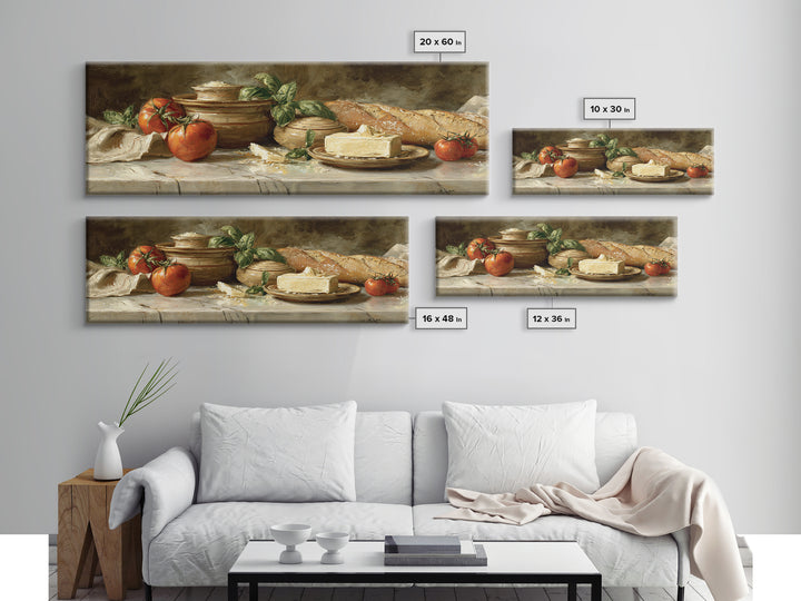 Baguette and Butter Still Life on Marble Canvas Print, Bakery Art, Textured Painting, Bakery Decor, Fine Art, Patisserie, BAK-3x1-96