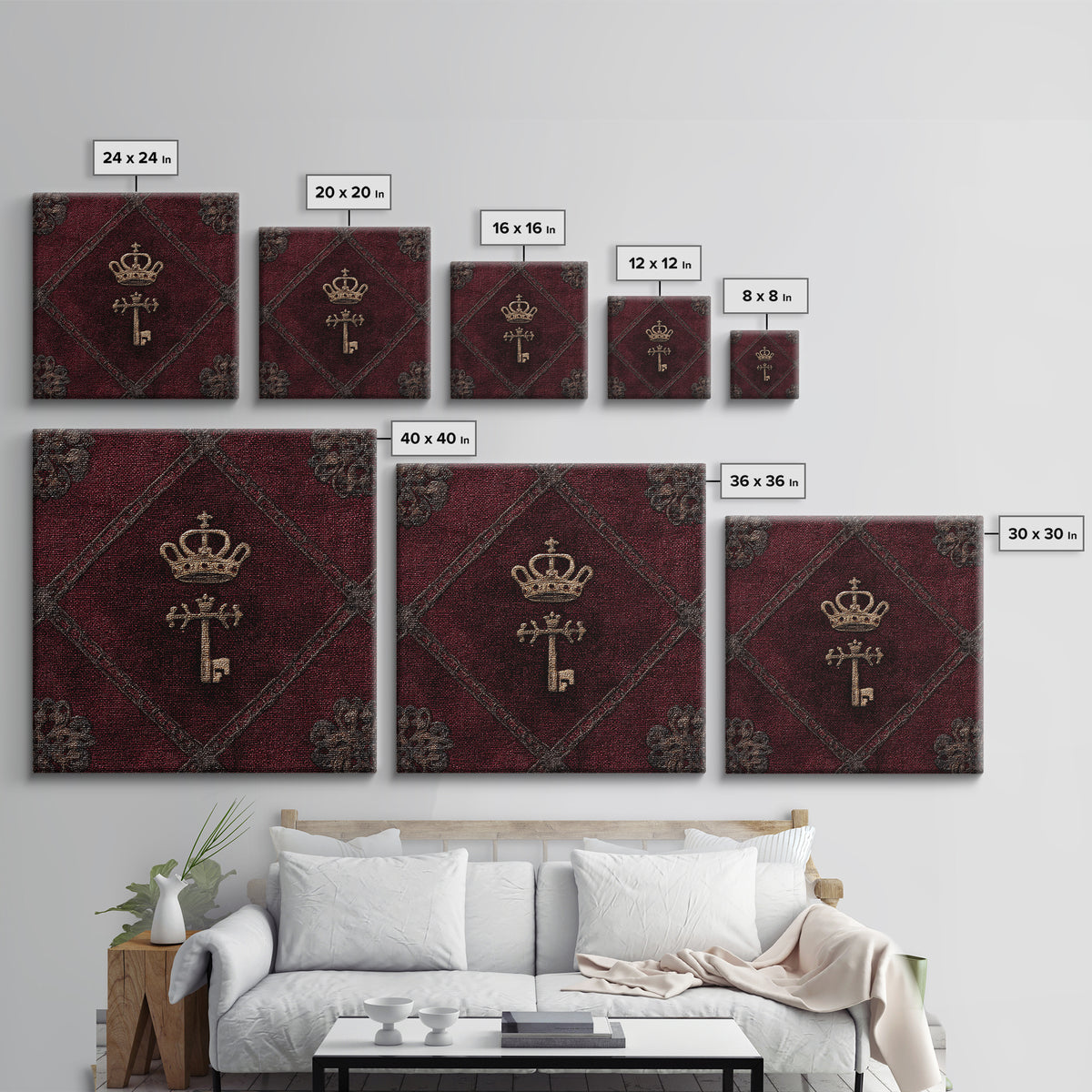 Dark Red Velvet Canvas Print, Baroque Art, Printable Wall Art, Living Room Decor, Fine Art, Ornate, Minimalist Wall Art, BAO-1x1-23