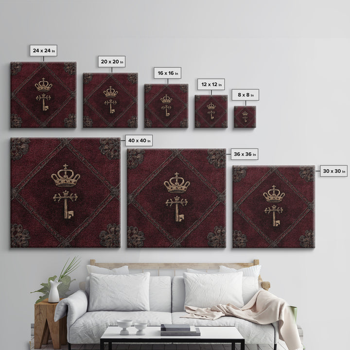 Dark Red Velvet Canvas Print, Baroque Art, Printable Wall Art, Living Room Decor, Fine Art, Ornate, Minimalist Wall Art, BAO-1x1-23