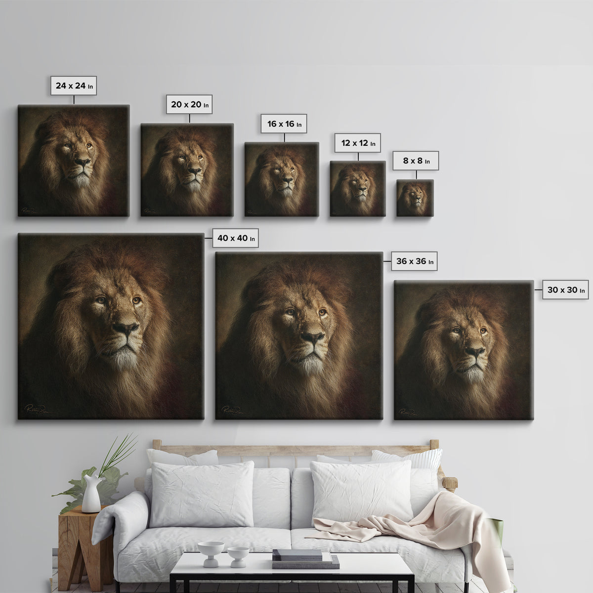 Royal Lion Portrait Framed Canvas Print, Baroque Art, Eclectic Wall Art, Living Room Decor, Fine Art, Ornate, Gallery Decor, BAO-1x1-65