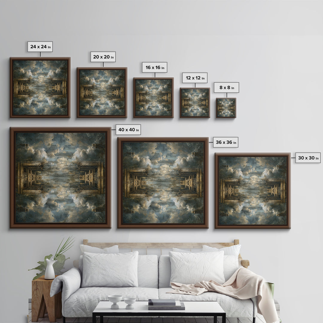 Classical Ruins Beneath a Dramatic Sky Framed Canvas Print, Baroque Art, Feminist Art, Living Room Decor, Fine Art, Ornate, BAO-1x1-67