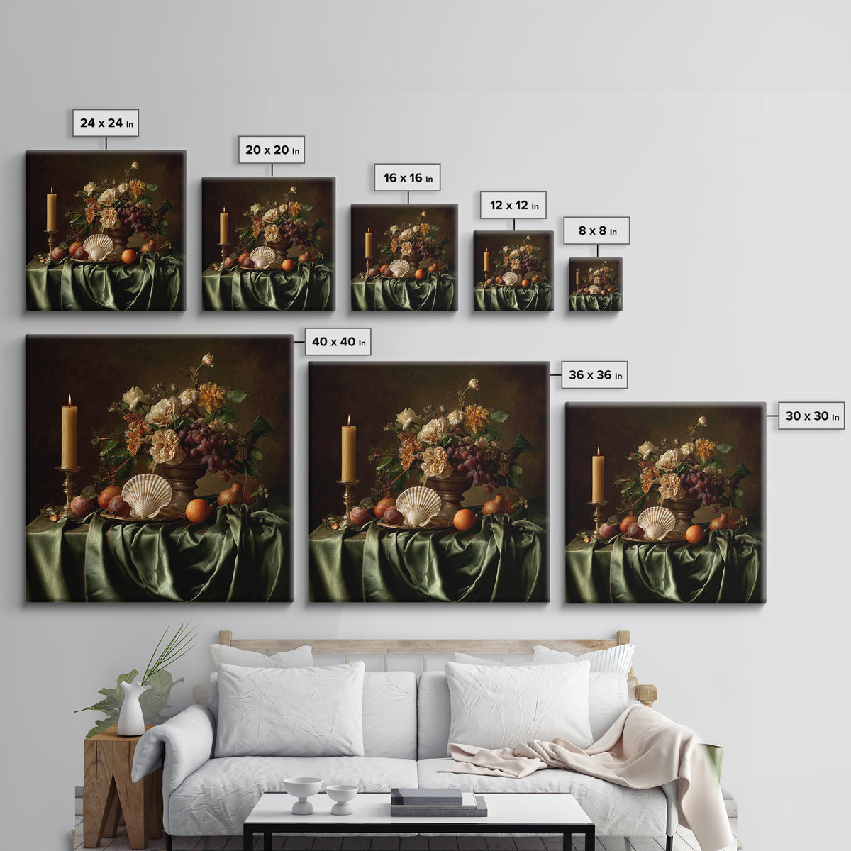 Ornamental Shell and Pearl Composition Canvas Print, Baroque Art, Gallery Wall, Living Room Decor, Ornate, Neutral Decor, BAO-1x1-94